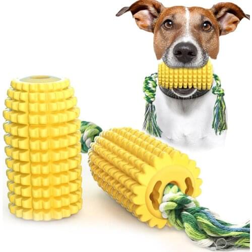 Dog Toy Corn Grinding Rod Bite-resistant Toothbrush Dog Bite Toy with Rope General Training Chew Toys Food Molar Stick