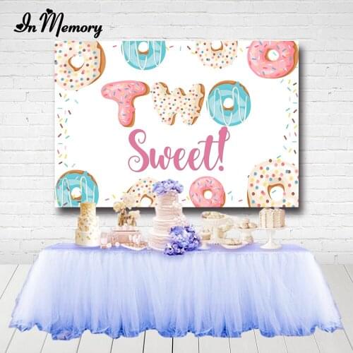 InMemory Donuts Baby Girl Birthday Party Photography Background Customized Vinyl Polyester Photographic Backdrop Photo Studio