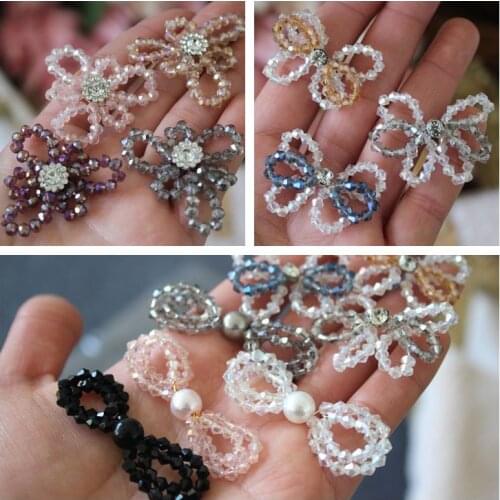 Exquisite Copper Wire Beaded Bowknot Patch Jewelry Materials DIY Sweater Coat Veil Headdress Applique Bag Accessories