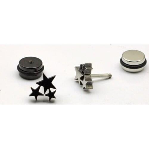 Stud earring brief fashion stainless steel earrings stud earring Five Star Popular Ear nail Round Cut off Mens earring