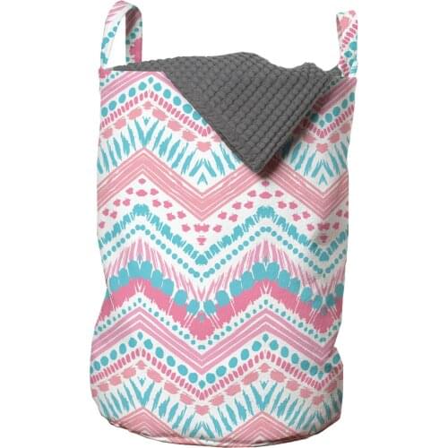 Grungy Chevron Laundry Basket Pastel Brush Stroked Zigzag Organizer for Clothes Underwear Socks Toys Wash Bag & Home Storage