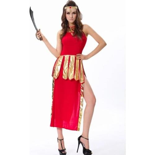 Halloween Cosplay Costumes Elegant Roman Lady Warrior Greek Goddess Maxi Dress Game Uniform