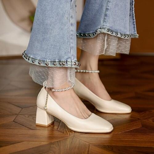 2021 New Mary Jane Shoes Summer Ladies Block Heel Shoes Women Pumps