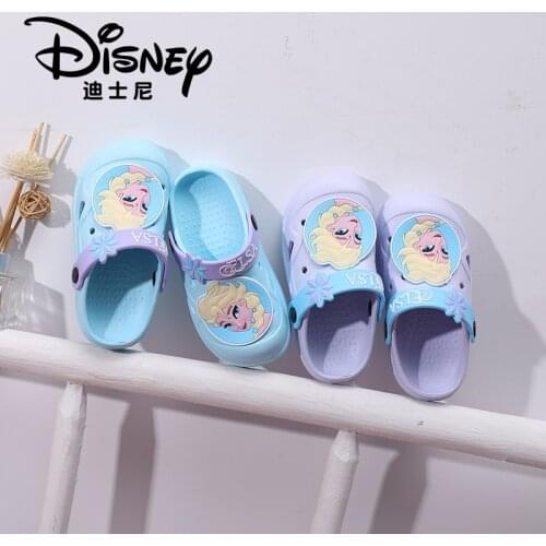 Spring and summer new Disney cartoon hole shoes non-slip home Aisha beach sandals and slippers wear-resistant purple blue