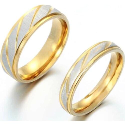 Engagement Promise Lovers Rings Boho Stainless Steel Couple Ring For Women Men Wedding Simple Design Gold Rings Jewelry Gift