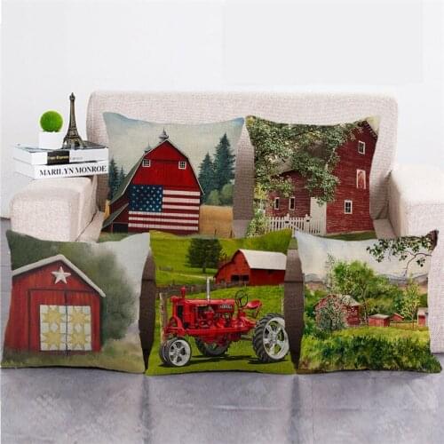 Wholesale45cm*45cm Old farm pattern Linen/Cotton Throw Pillow Covers Couch Cushion Cover Home Decor Pillowcase