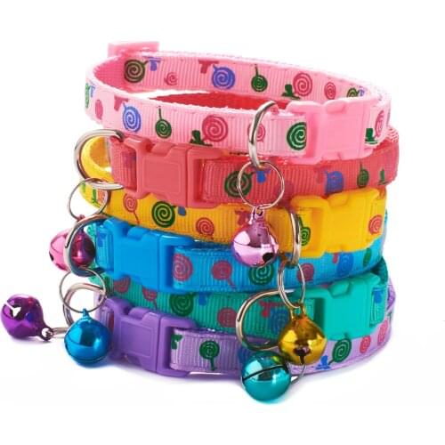 Pet Necklace Kitten Collar Dog Collar Cartoon Cat Tasmas Collar With Bell Neck Strap Polyester Adjustable Buckle Kitten Puppy