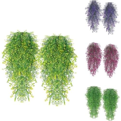 Hanging Plants Artificial Plants Vines Fake Hanging Ivy Fake Ivy Plastic Greenery for Wall Home Room Pack of 2-ABUX