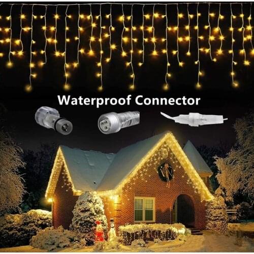Christmas Light Waterfall LED String 8m-40m Curtain Icicle Droop 0.6M Festoon Lights for Street Garland New Year Home Decorative