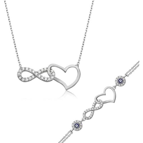 Silver Infinity Heart Women 'S Set