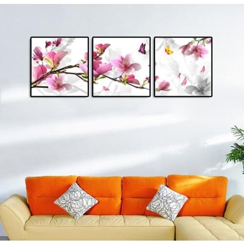 Modern Style Beautiful Flowers And Flying Butterfly Posters Home Decoration Canvas Painting Print Wall Picture for Living Room