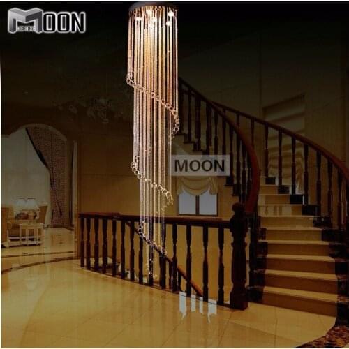 Spiral Crystal Light Fixture Long Crystal chandelier Lighting lustre de cristal lamparas de techo colgante moderna