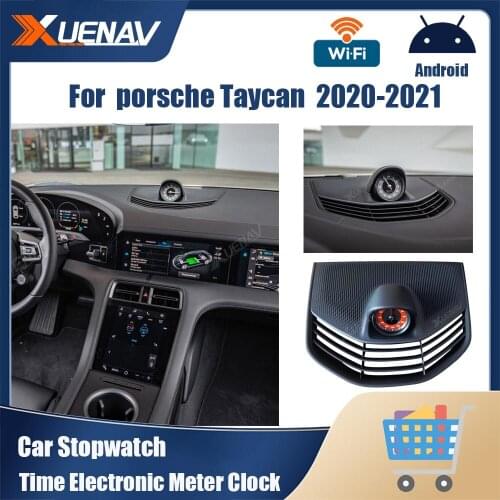 Xuenav Car Stopwatch For Porsche Taycan 2020-2021 Time Electronic Meter Clock Accessional interior Dashboard Center Clock