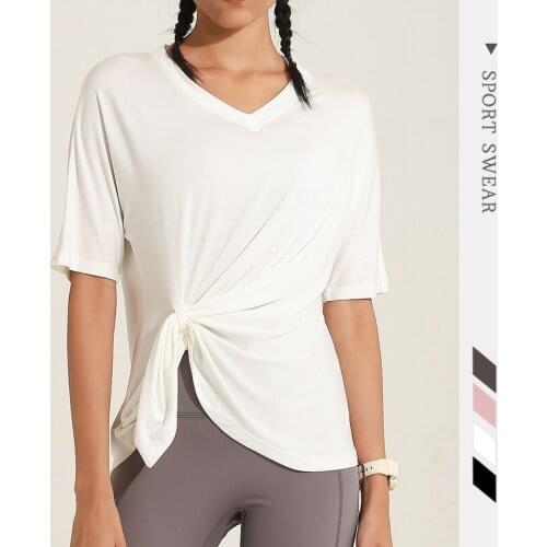 V-neck sport yoga female net red blouse with short sleeves dry running speed workout clothes T-shirt buckles 2 tees