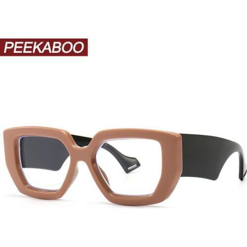 Peekaboo thick frame square glasses female retro style clear lens fashion eyeglasses for women brown green gift items ladies