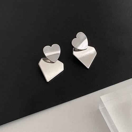 New Double Love Heart Drop Earrings 2021 Trend For Women Lovely Style Metal Alloy Silver Color Party Wedding Earring Jewelry