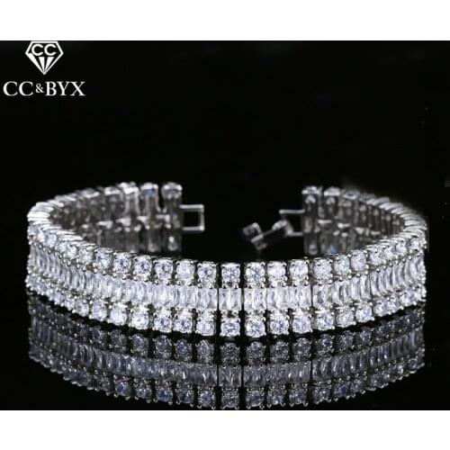CC Bracelets For Women Three Rows Design High Quality Shine Luxury Crystal Beads Bangle Wedding Accessories Fine Jewelry S0095