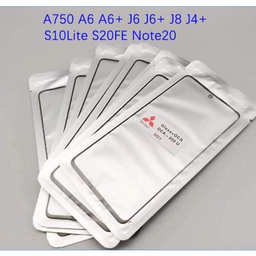 10pcs/lot GLASS +OCA LCD Front Outer Lens For Samsung Galaxy A7 A6+ J8 J4+ S20 FE S10 Lite Note20 Touch Screen