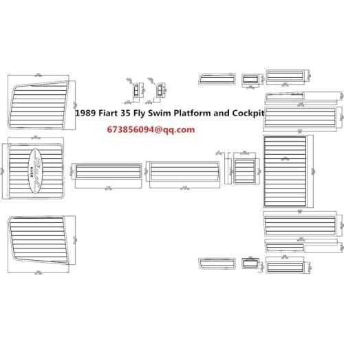 1989 Fiart 35 Fly Swim Platform and Cockpit Pad Boat EVA Teak Decking 1/4" 6mm