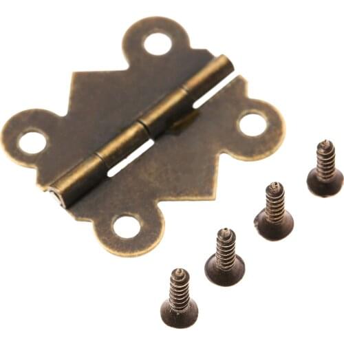 20Pcs/kit 20*25mm Butterfly Hinges 4 Hole + 80 screws Antique Bronze Cabinet Drawer Jewellery Box Wine Case Gift Decor Furniture