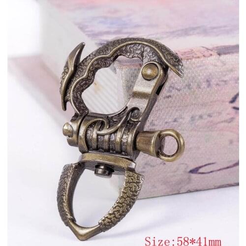 2X Heavy Robot Custom Retro Brass Motorcycle Biker Clasp Key Chain Fob Clip Hook