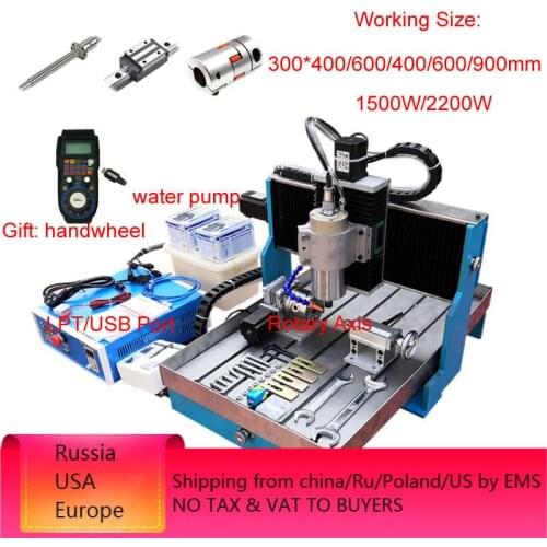 4 Axis CNC 6040 2.2KW Linear Guide Rail Metal Carving 1500W Mach3 CNC Router Engraving Milling Machine 3040 with Handwheel