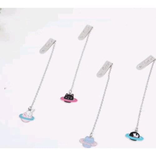 4 Pcs/Set Kawaii Cat Planet series metal Pendant Bookmark Book Holder Message Card Gift Stationery