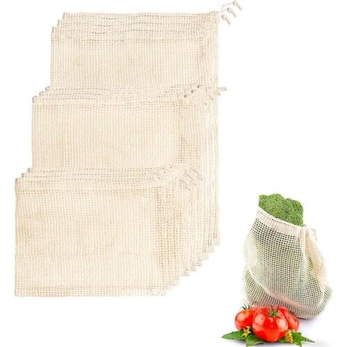 5pcs/10pcs Degradable Organic Cotton Mesh Bag Vegetables Storage Bags Fruit Reusable Mesh Bag for Home Kitchen Eco-friendly Tool