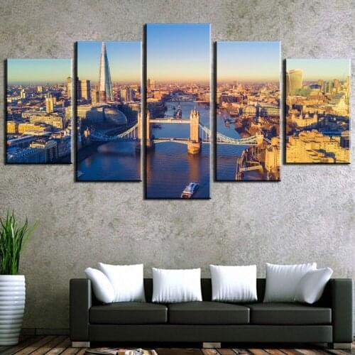 HD Print Large 5 Piece London City Modern Decorative Paintings on Canvas Wall Art for Home Decorations Wall Decor Artwork