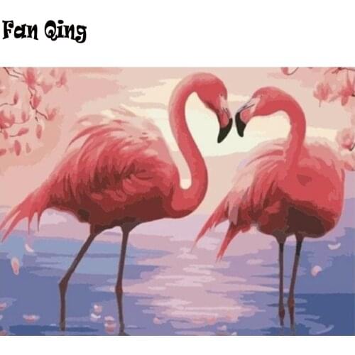 5D DIY Diamond Painting Two flamingos Diamond Mosaic Cross stitch Square/round drill Rhinestone Home Decor Picture