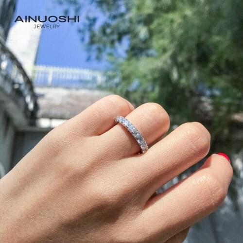 AINUOSHI 925 Sterling Silver Round Cut 3mm SONA Diamond Engagement Rings For Women Eternity Rings