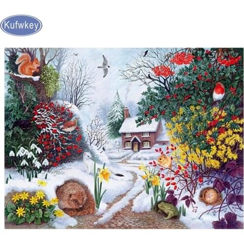 3D Diamond Embroidery full square drill 5D DIY Diamond Painting snow house Cross Stitch mosaic diamond icons Home Decor