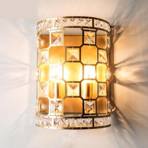 American Wandlamp Gold crystal Wall Lamps for Living Room Restaurant Bedroom sconce indoor Lamp Lanterns home crystal Lighting