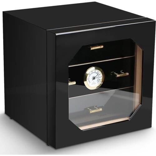 Anna 5218019 Best Sale Cigar Box Black Gloss Piano Finish Cedar Lined Cigar Cabinet Humidor 3 Drawers for Cigars Small Mini Case