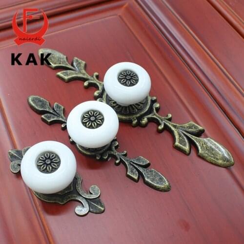 KAK Antique Bronze Ceramic Drawer Knobs Cabinet Cupboard Handles European Style Knobs Single Hole Handles Furniture Hardware