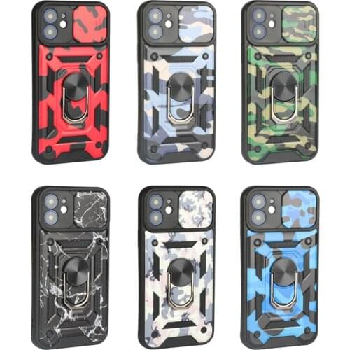 Armor Shockproof Camouflage Bumper Phone Case For iPhone 13 Pro Max 12 11Pro 7 8 Plus XS Max Slide Camera Lens Protection Cover
