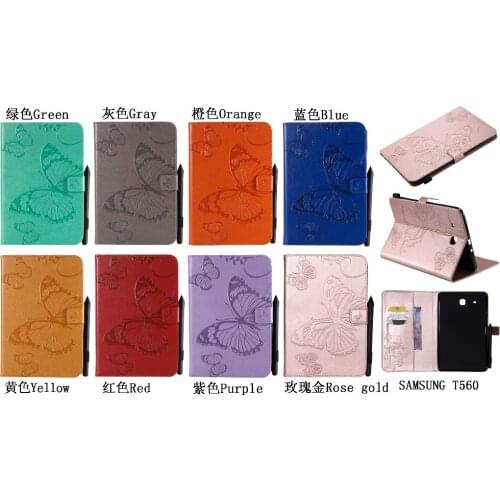 Butterfly Book case for Samsung Galaxy Tab E 9.6 SM-T561 SM-T560/T565/T567V Folio PU Magnetic Cover for Galaxy Tab E 9.6 + Pen
