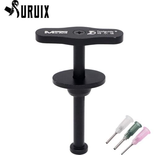 Black Metal Durable Flux Mate Solder Paste Plunger Dispenser with 3pcs Needle Manual, Syringe Type Welding Oil Companion Booster