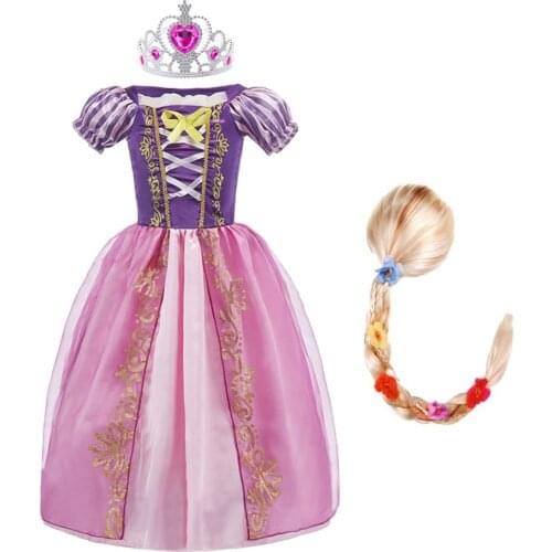 Girls Rapunzel Dress Kids Summer Tangled Fancy Princess Costume Children Disguise Birthday Carnival Halloween Party Clothes Gown