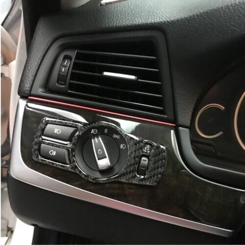 For BMW F10 f07 F01 F25 F26 interior carbon fiber headlight switch Buttons cover decoration styling car intimate accessories