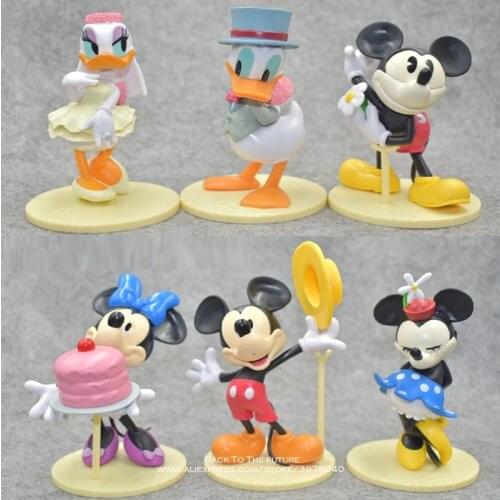 Disney Mickey Mouse Minnie 6pcs/set 12cm Action Figure Posture Anime Decoration Collection Figurine Toy model for children gift