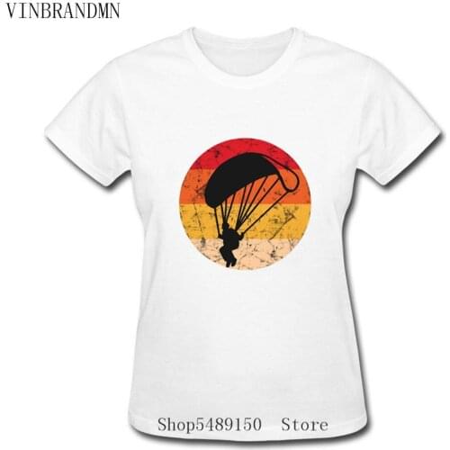 Retro Paraglider Women Casual Cotton Streetwear New Paramotor Parachute Tee Shirt Sky Diving Tshirt Vintage Paragliding T Shirts