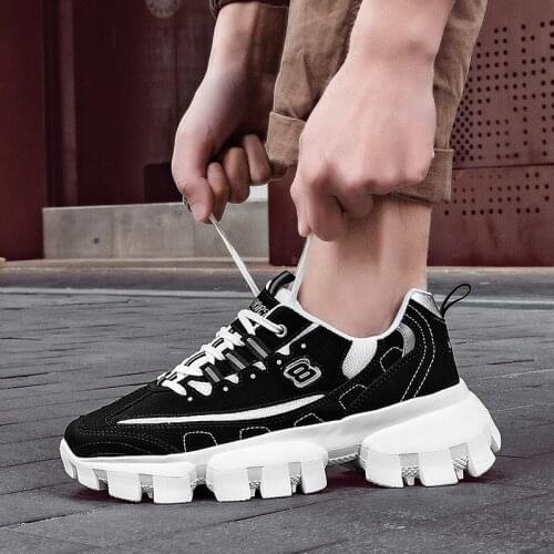 ZEEKSON Trendy Thick-soled Mens Shoes Spring Casual Fashion All-match Running Shoes Lace-up Mens Shoes Daily Canvas Shoes