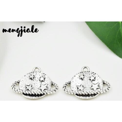 MENGJIALE 10pcs/lot Antique Silver Planet Universe Moon Charms Alloy pendant DIY jewelry accessories 33*27mm