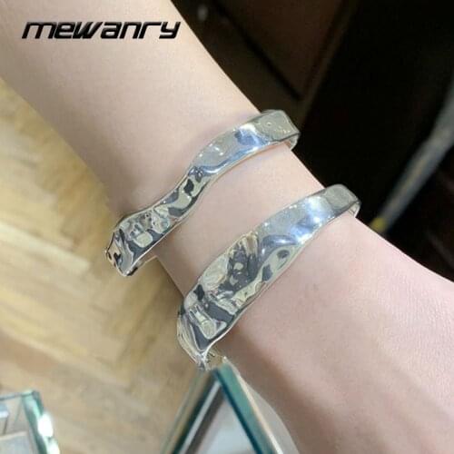 Mewanry 925 Sterling Silver Couples Bracelet for Women New Trend Elegant Creative Irregular Glossy Party Jewelry Birthday Gifts