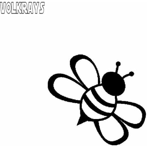Volkrays Lovely Car Sticker Outdoor Hilarious Bee Vinyl Decal Automobile Motorcycles Accessories Black/Silver,12cm*11cm