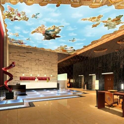 Bacaz Regilion Blue Sky Flying Angels 3d papel de parede 3d Wall Ceiling murals wallpaper for Ceiling 3d Photo Murals wall paper