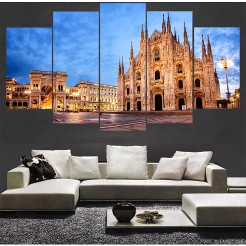 Posters Wall Art Home Decoration 5 Panel London Building Landscape Living Room HD Printed Modern Pictures Painting Frame
