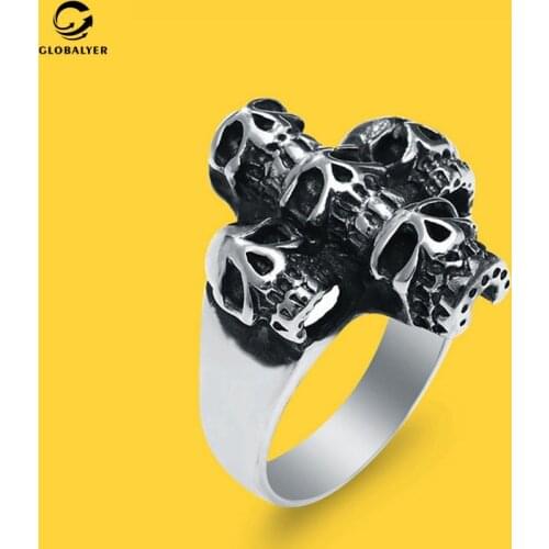 Popular Religion jewelry Stainless steel ring Male skull cross titanium steel ring Mens birthday gifts Free shipping 352