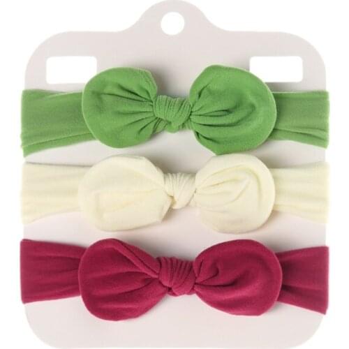 3 Pcs Baby Girls Bow Headbands Solid Color Elastic Soft Nylon Bowknot Hair Band Headdress Hair Accessories for Newborn